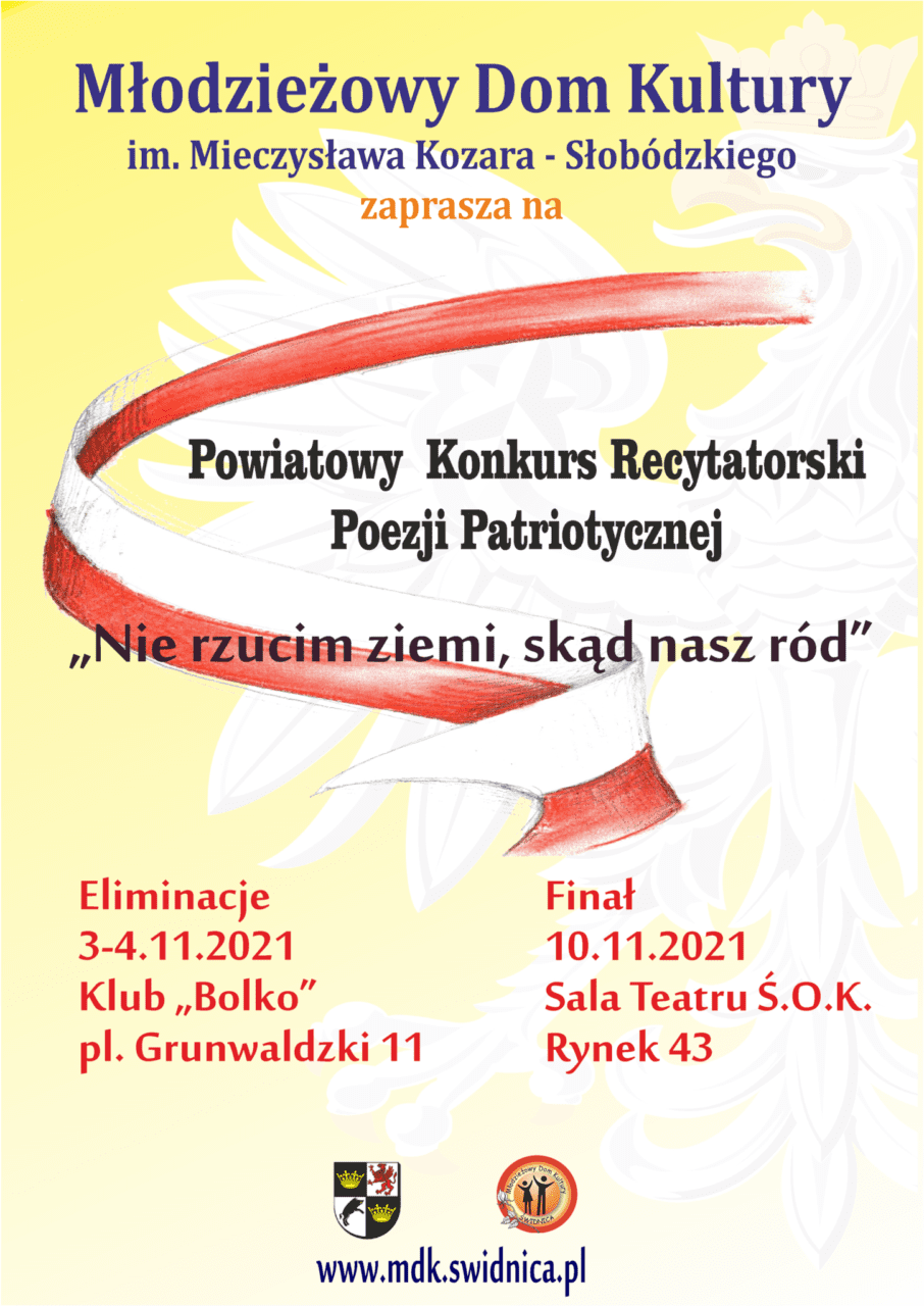 Plakat Powiatowy Konkurs Recytatorski Poezji Patriotycznej